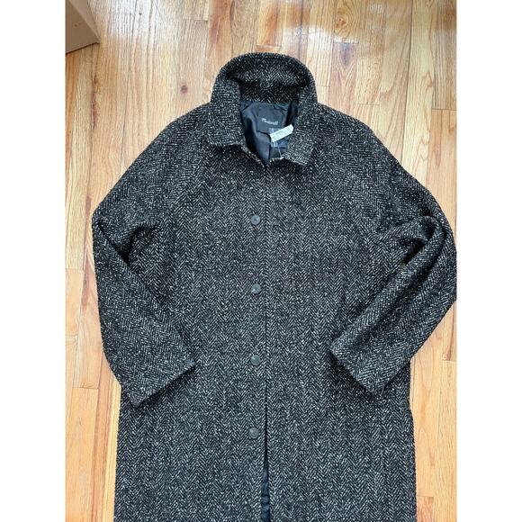 New MADEWELL Mens M Raglan-Sleeve Topcoat Italian Brown Tweed - Picture 2 of 3